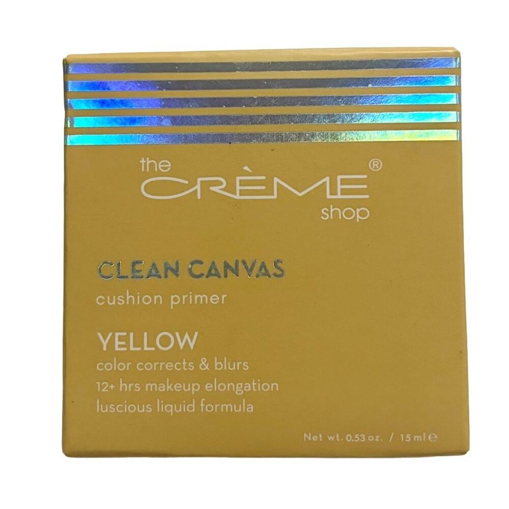 The Creme Shop Clean Canvas Yellow Cushion Primer Color Correcting 0.53 oz NIB